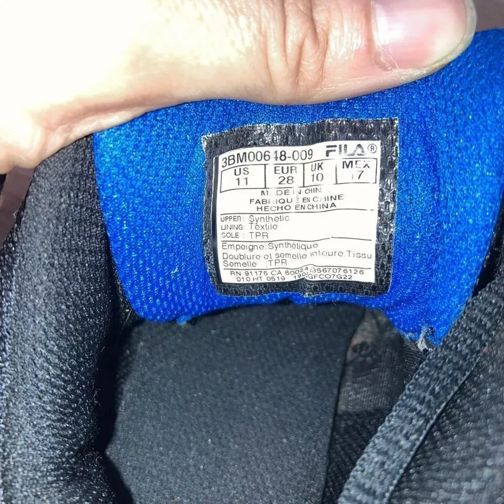 Fila, Toddler Team Effort Shoes High Top Lace Up Sneakers, Black Blue Size 11
